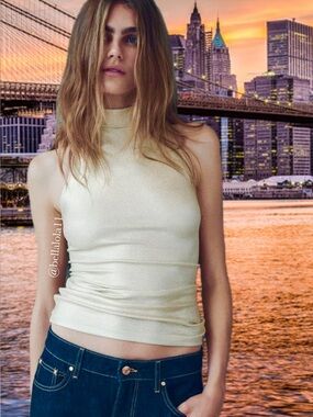 NEW ZARA GOLD TURTLENECK  TOP